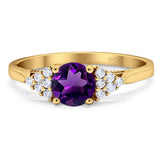 Art Deco Round Natural Stone Wedding Ring