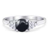 Art Deco Round Natural Stone Wedding Ring