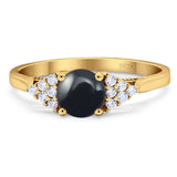 Art Deco Round Natural Stone Wedding Ring
