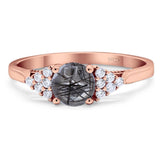 Art Deco Round Natural Stone Wedding Ring