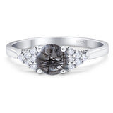 Art Deco Round Natural Stone Wedding Ring