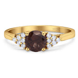 Art Deco Round Natural Stone Wedding Ring