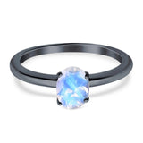Minimalist Oval Natural Stone Solitaire Ring
