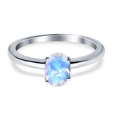 Minimalist Oval Natural Stone Solitaire Ring
