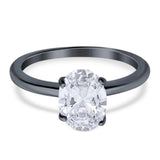  Oval Natural Stone Solitaire Cathedral Ring