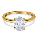  Oval Natural Stone Solitaire Cathedral Ring