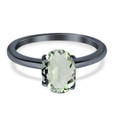  Oval Natural Stone Solitaire Cathedral Ring