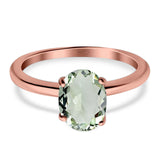  Oval Natural Stone Solitaire Cathedral Ring