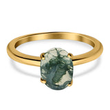  Oval Natural Stone Solitaire Cathedral Ring