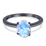  Oval Natural Stone Solitaire Cathedral Ring