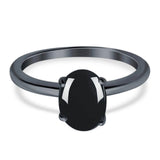  Oval Natural Stone Solitaire Cathedral Ring