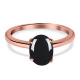  Oval Natural Stone Solitaire Cathedral Ring