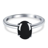  Oval Natural Stone Solitaire Cathedral Ring