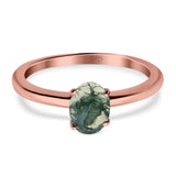 Art Deco Oval Natural Stone Solitaire Ring