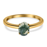 Art Deco Oval Natural Stone Solitaire Ring