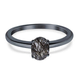Art Deco Oval Natural Stone Solitaire Ring