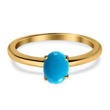 Art Deco Oval Natural Stone Solitaire Ring