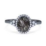 Art Deco Oval Natural Stone Wedding Ring
