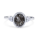 Art Deco Oval Natural Stone Wedding Ring