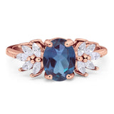 Art Deco Oval Natural Stone Floral Ring
