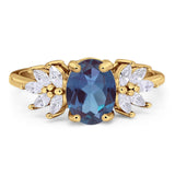 Art Deco Oval Natural Stone Floral Ring