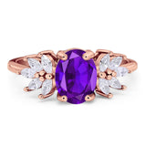 Art Deco Oval Natural Stone Floral Ring