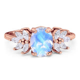 Art Deco Oval Natural Stone Floral Ring