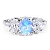 Art Deco Oval Natural Stone Floral Ring