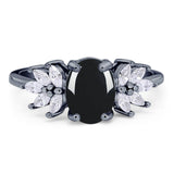 Art Deco Oval Natural Stone Floral Ring