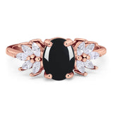 Art Deco Oval Natural Stone Floral Ring