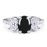 Art Deco Oval Natural Stone Floral Ring