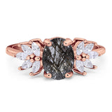 Art Deco Oval Natural Stone Floral Ring