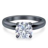  Round Natural Stone Solitaire Cathedral Ring
