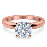  Round Natural Stone Solitaire Cathedral Ring