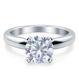  Round Natural Stone Solitaire Cathedral Ring