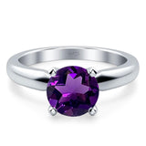  Round Natural Stone Solitaire Cathedral Ring