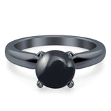  Round Natural Stone Solitaire Cathedral Ring
