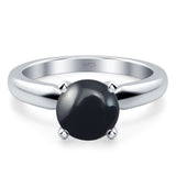  Round Natural Stone Solitaire Cathedral Ring