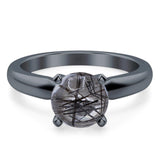  Round Natural Stone Solitaire Cathedral Ring