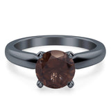  Round Natural Stone Solitaire Cathedral Ring