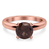  Round Natural Stone Solitaire Cathedral Ring