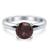  Round Natural Stone Solitaire Cathedral Ring