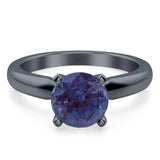  Round Natural Stone Solitaire Cathedral Ring