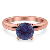  Round Natural Stone Solitaire Cathedral Ring