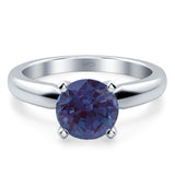  Round Natural Stone Solitaire Cathedral Ring