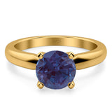  Round Natural Stone Solitaire Cathedral Ring