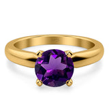  Round Natural Stone Solitaire Cathedral Ring