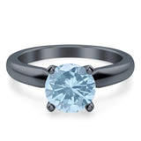  Round Natural Stone Solitaire Cathedral Ring