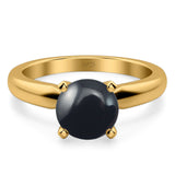  Round Natural Stone Solitaire Cathedral Ring