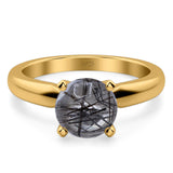 Round Natural Stone Solitaire Cathedral Ring